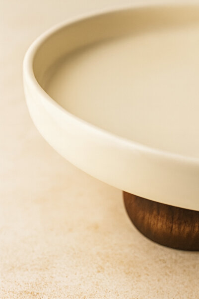 Bohemian Akasya Ayaklı Porselen Kase – Büyük Boy (25x11 cm)