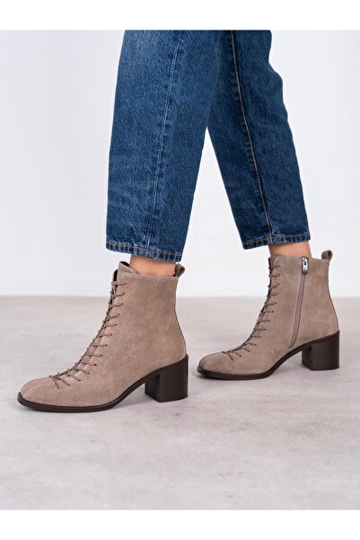 ECENİN BUTİĞİ Hensy Vizon Süet Hakiki Deri Kadın Bot