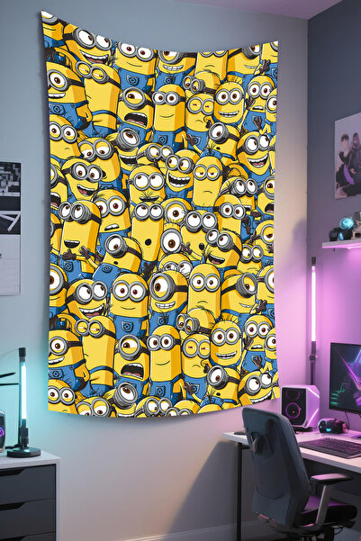 RUGRUMBA غطاء حائط مينيونز مطبوع - موضوع الرسوم المتحركة، قماش عالي الجودة، س...