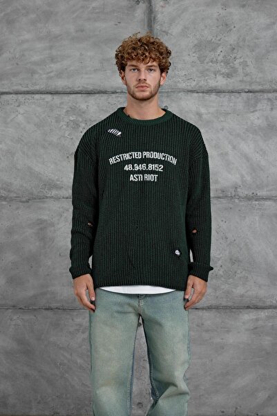 NOMARC Khaki Nmrc Ripped Detailed Oversized Knitwear