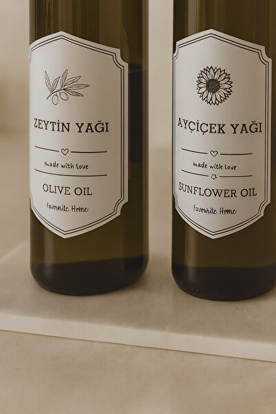 Bohemian Sunflower and Olive Oil Retro Oil Pot Set – with Marble Base (2-Piece, 750 ml)