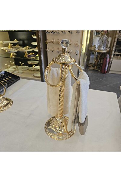 MaviDamla حامل مناشف يدوي معدني مصبوب ذهبي اللون قطعة واحدة