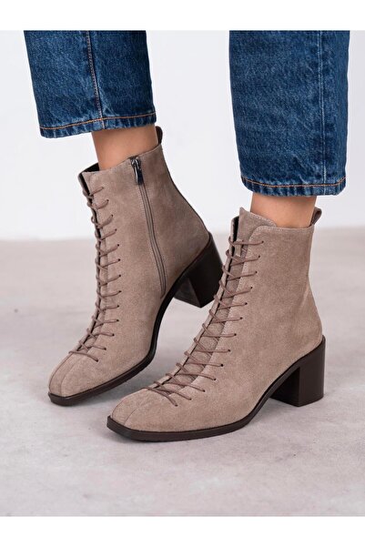 ECENİN BUTİĞİ Hensy Vizon Süet Hakiki Deri Kadın Bot