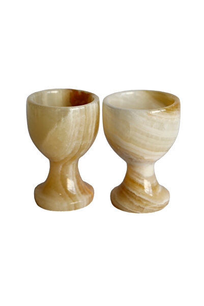 taru pasaj Bal Onyx Natural Stone Egg Glass Set – Handmade Decorative Set of 2 / 6, Stylish Home Accessory