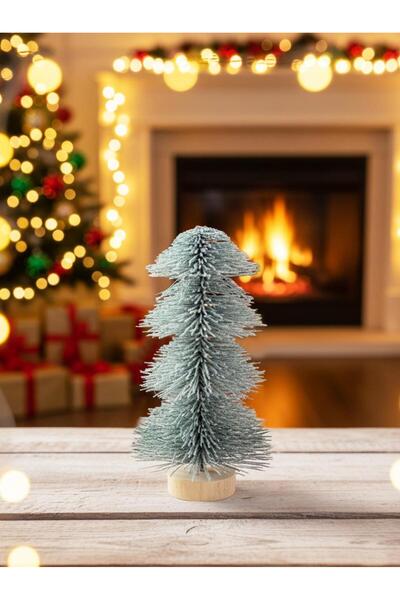 Parti Adresi Mini Yılbaşı Ağacı Karlı Fırça Dallı Dekoratif Çam Ağacı 25 cm