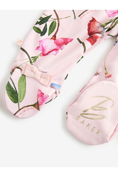 Next Baby Baker Cotton Pink Floral Patterned 3-Piece Sleepsuit Set