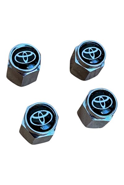 İKTUNING TOYOTA LOGOLU METAL SİYAH RENK 4 ADET SİBOP KAPAK TAKIMI