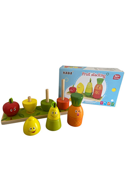 KABI Joc Montessori din lemn – Sortare, numarare si stivuire fructe