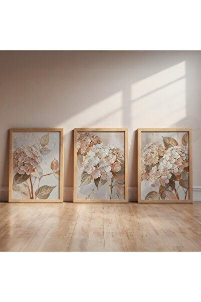 Tuba Decor 3 Parça Ahşap Çerçeveli Oturma Odası Salon Tablo Seti