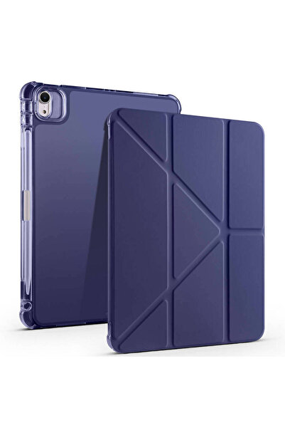 zore iPad Air 11 2025 M3 Kılıf NXXA Tri Folding Kalem Bölmeli Standlı Kılıf - Lacivert