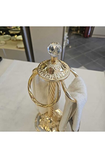 MaviDamla حامل مناشف يدوي معدني مصبوب ذهبي اللون قطعة واحدة