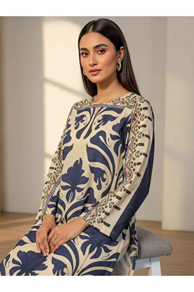 MYSMAR Navy Blue Lawn Printed Co-ord Set - AFK1017 | Navy Blue