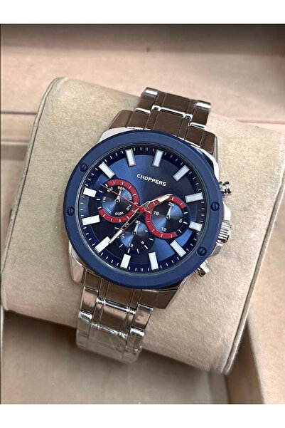 Choppers Silver Color Plated Steel Band Shiny Vip Model Round Sport Dial Men's Watch |   Sporty Elegance