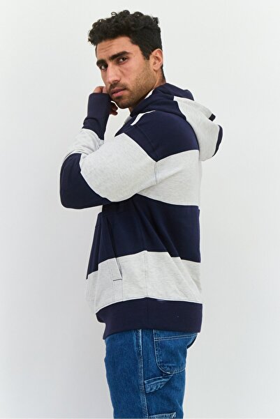 Perry Ellis Men Hooded Embroidered Logo Long Sleeves Hoodies, Navy Blue