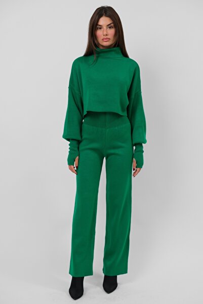 De Pose High Waist Finger Slip Crop Knitwear Set 015