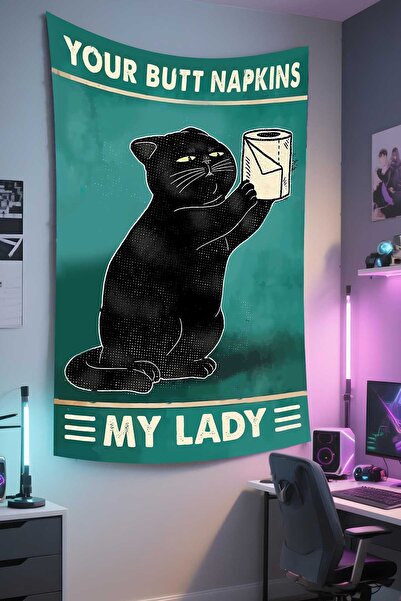 RUGRUMBA غطاء جداري على شكل قطة - بتصميم الحيوانات الأليفة، قماش عالي الجودة، سجادة جدارية