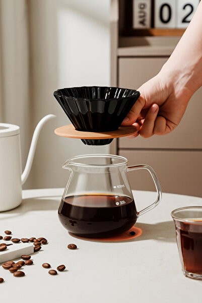 Vivien Home siyah V60 02 Dripper Seramik Kahve Demleme Ekipmani Filtre Kahve