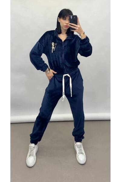 speedway Kadın Kadife Eşofman Takım Fermuarlı Rahat Kalıp Günlük Model