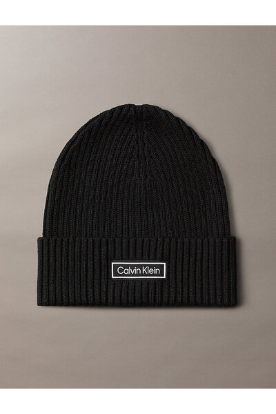 Calvin Klein Logo Cotton and Cashmere Blend Knitted Beanie Lv04D8053Gub1 Men's Beanie Lv04D8053G Ub1