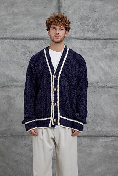 NOMARC Синій Gst в'язаний трикотажний кардиган
