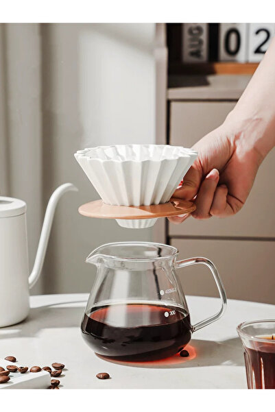 Vivien Home beyaz V60 02 Dripper Seramik Kahve Demleme Ekipmani Filtre Kahve