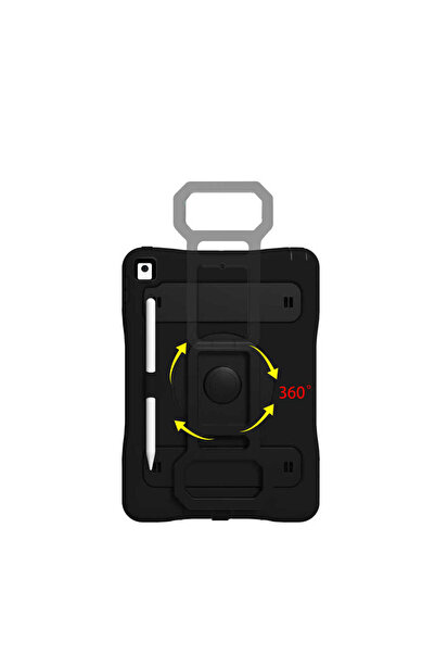 zore iPad 10.2 (8Th Generation) Nxxa New Generation Defender Tablet Silicone Case with Pencil Holder - Black