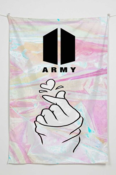 RUGRUMBA غطاء حائط BTS مطبوع - موضوع موسيقي، قماش عالي الجودة، سجادة حائط منسوجة