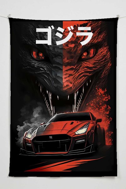 RUGRUMBA Gamer Wall Covering – Car Themed, High-Quality Fabric, Tapestry Wall Carpet