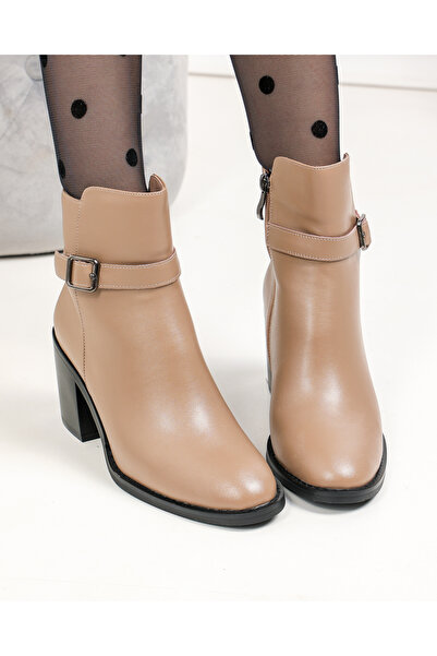 starlike Women's ankle boots made of natural khaki leather SN5002-2