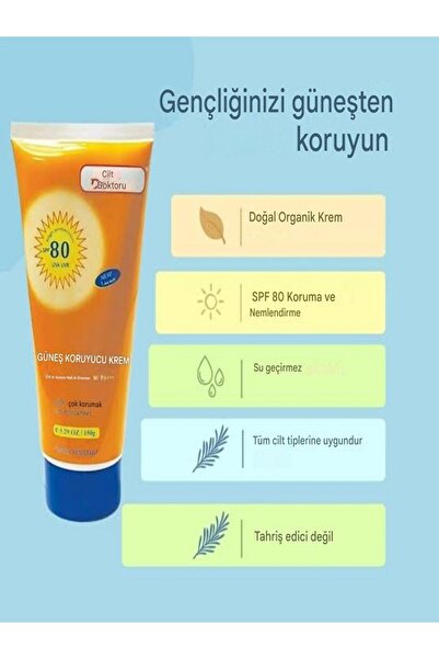 Skin Doctor Yüksek Koruma Güneş Koruyucu Krem PA Triple Plus, SPF 80 + Güneş ...