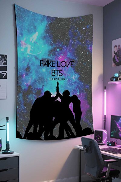 RUGRUMBA غطاء حائط BTS مطبوع - موضوع موسيقي، قماش عالي الجودة، سجادة حائط منسوجة