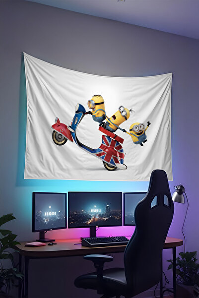 RUGRUMBA Tapiserie de perete Minions cu imprimeu – Tematică animație, țesătur...