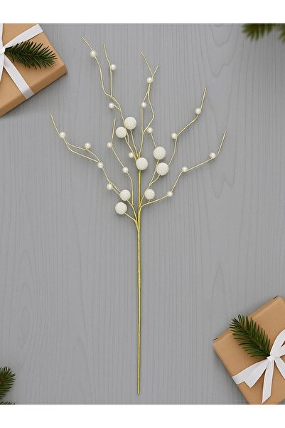 Parti Adresi Yılbaşı Dekoru İnci Top Detaylı Dekoratif Dal Süsü 75 cm