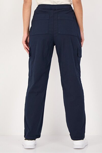 Reiko Women Regular Fit Solid Cargo Pants, Dark Navy