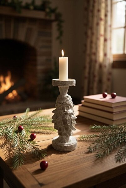BAYRAMPASAHOBİM Ham Polyester Noel Baba Mumluk 15x6 cm