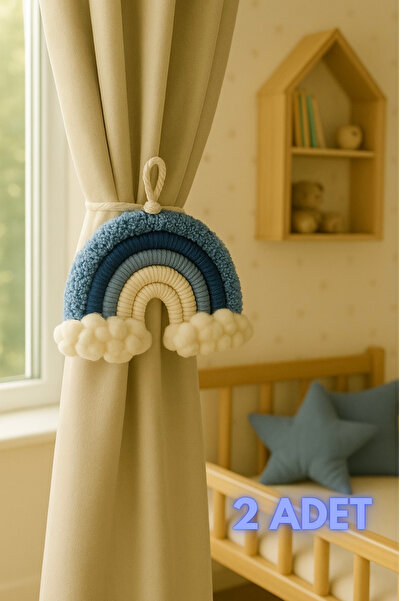 MACROMEKİDS 2'li El Yapımı Perde Fon Tutucu Oda Süsü - Makrome Bebek, Çocuk, ...