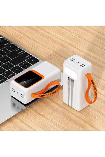 30000 MH PD 20W ve USB 22.5W FAST HIZLI ŞARJ DAHİLİ TYPE C VE LİGHTNİNG KABLOLU H33 POWERBANK