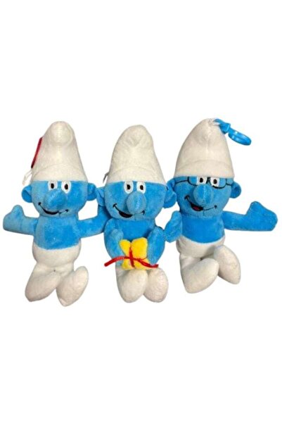 OEM Set of 3 Naughty Smurfs Keychain Figures, 18 cm, Blue & White