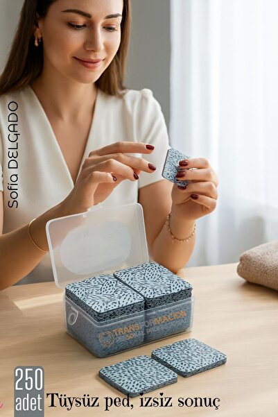 Transformacion 250’li Oje Çıkarıcı Tüysüz Ped – Plastik Kutulu, Kompakt, Hijy...