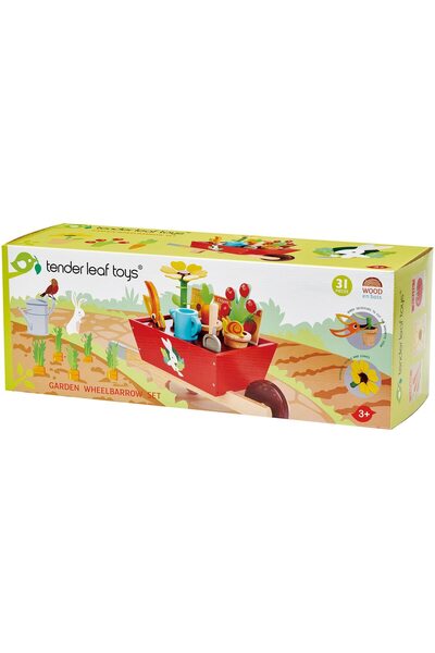 Tender Leaf Toys Roaba cu unelte de gradinarit, din lemn premium - Garden Whe...