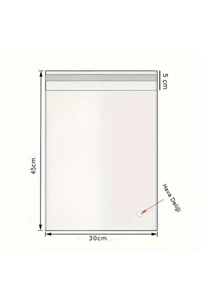 HG Tedarik 100 Adet 30x45 Cm Bantlı Yapışkanlı Şeffaf Opp Jelatin Poşet ( 30x40*5 Cm Kapak)