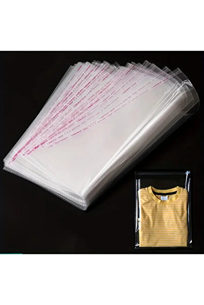 HG Tedarik 100 Adet 30x45 Cm Bantlı Yapışkanlı Şeffaf Opp Jelatin Poşet ( 30x40*5 Cm Kapak)