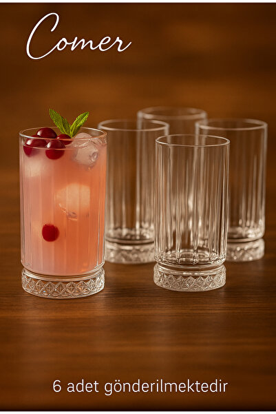 COCEM Comer 6’lı 280 cc Kristal Kesim Su ve Meşrubat Bardağı Seti – Şık ve Lüks Tasarım