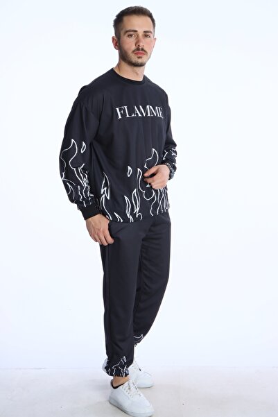 eg38 Alev Dijital Printed Tracksuit Set Black