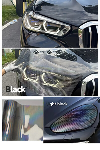 MeyZone Hologram Light Black Honeycomb Pattern Headlight Stop Film Headlight Foil Headlight Scratch Scratch Blocker 100Cmx30Cm
