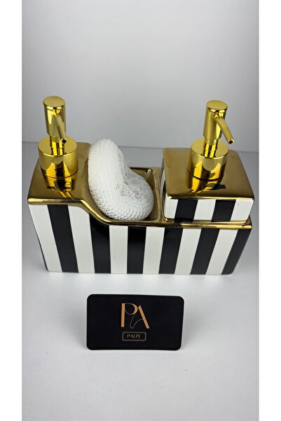 Palpe 2-Piece Kitchen Set with Stand Glass Liquid Soap Dispenser with Sponge Holder Counter Top Dish Rack Stylish Decorative 500ml