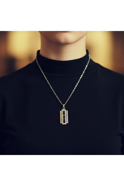 Alooya Peaky Blınders Jilet Gümüş Kaplama Düz Zincir Kolye