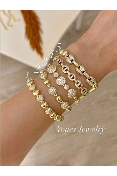YOUES JEWELRY Altın Kaplama Zirkon Taşlı Kuyumcu Model Bİleklik