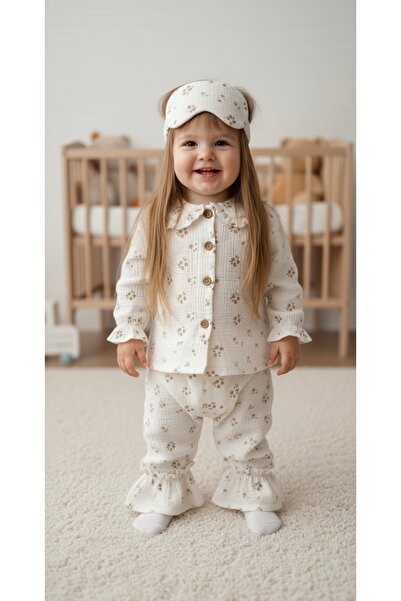 Tinypeople Σετ πιτζάμες για κορίτσια από μουσελίνα 100% βαμβάκι οργανικό σετ πιτζάμες για παιδιά με βολάν