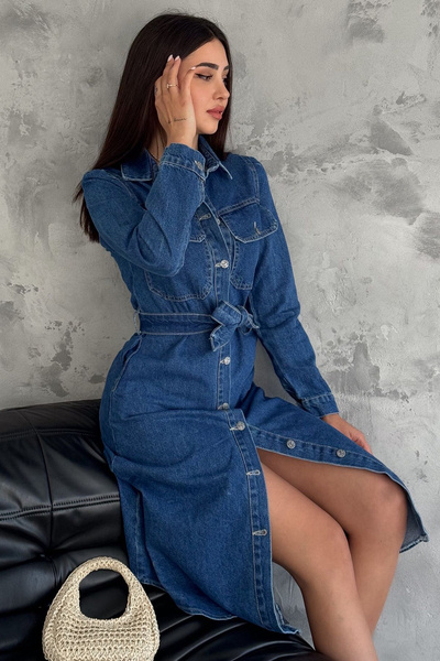 Noa Noa Γυναικείο τζιν φόρεμα με κουμπιά – Σχηματισμένο & Αστικό στυλ